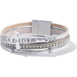 Cross Leather Bracelet Faux Leather Bangle Religious Jewelry Women Gift